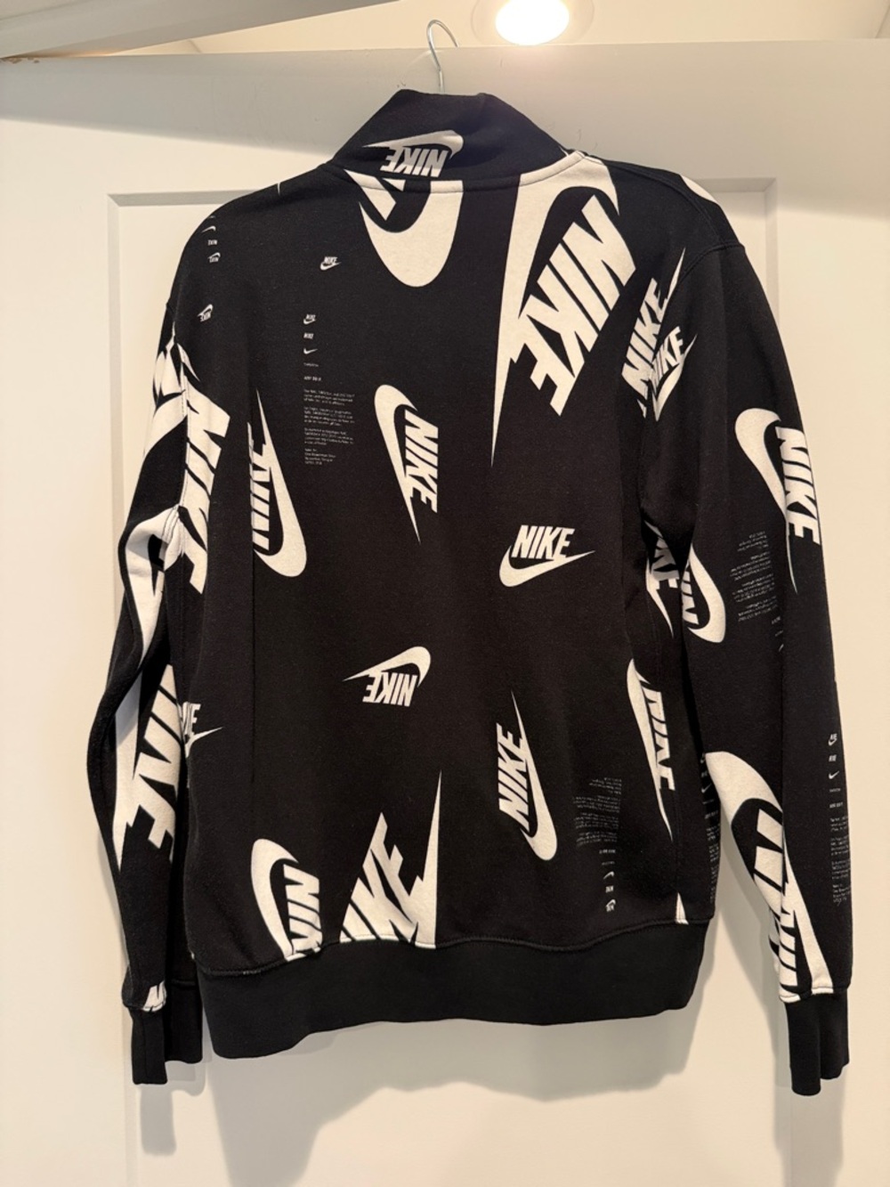 Nike Black Sweatshirt with White All-Over Logos and Red Swoosh - Picture 2 of 2